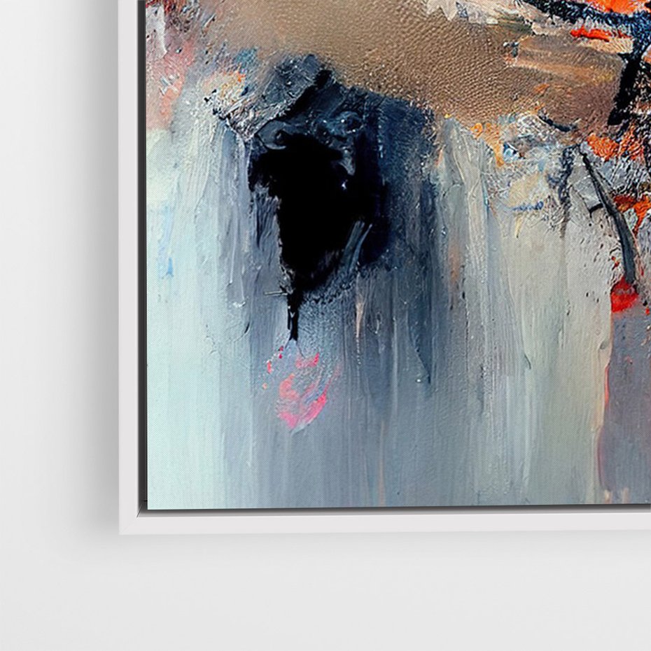 Obraz w ramie 50x70 - Kontrapunkty zatajonych uczuć - dynamiczna abstrakcja, bałagan na płótnie - rama biała