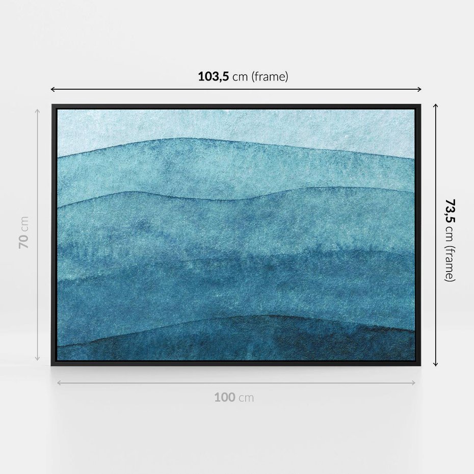 Obraz w ramie 100x70 - Kolorowe fale akwareli - akwarela, fale - rama czarna
