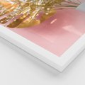 Zestaw obrazy w ramie 50x70 galeria - Złote, liście, monstera, kwiaty - rama biała