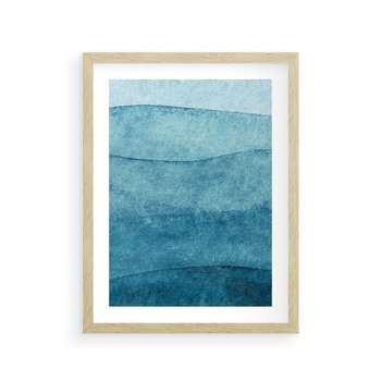 Plakat w ramie 30x40 - Kolorowe fale akwareli - akwarela, fale - rama drewno