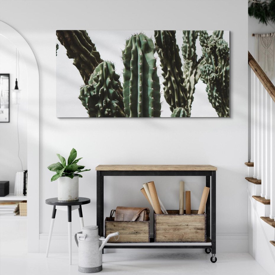 Obraz na płótnie 120x60 - Boho oaza wśród kaktusów - kaktusy, pustynia