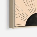 Obraz w ramie 80x120 - Migocące Kształty Promieni - boho czarne słońce, nowoczesna grafika - rama drewno