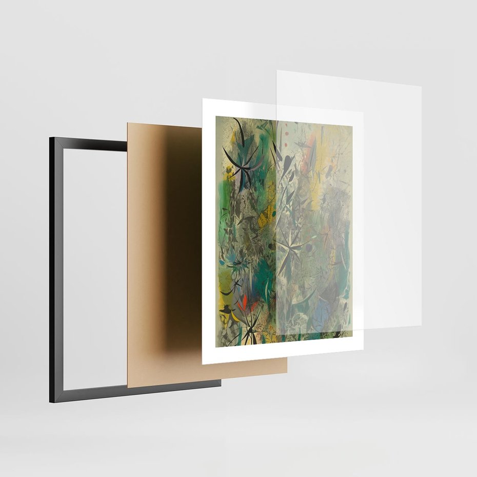 Plakat w ramie 40x50 - Tajemnicze Konstrukcje Form - abstrakcyjny obraz, mnogość kolorów - rama czarna