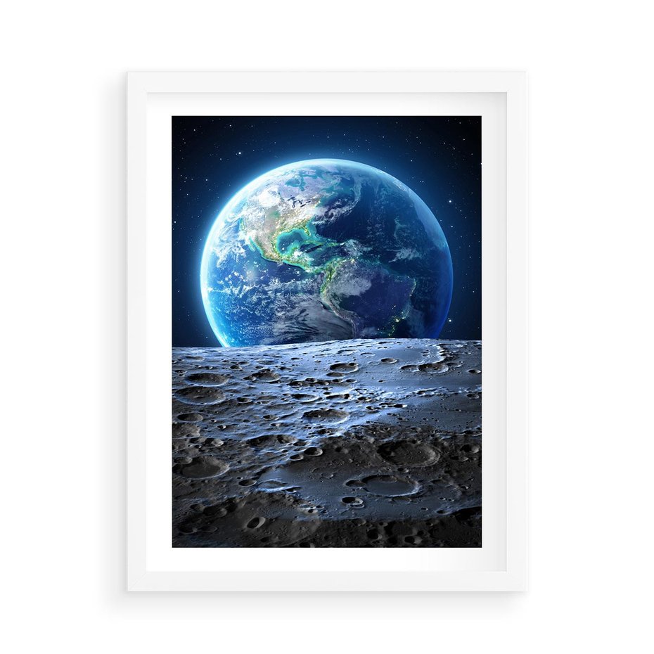 Plakat w ramie 50x70 - Mistrzowskie spojrzenie na Ziemię - ziemia, kosmos - rama biała