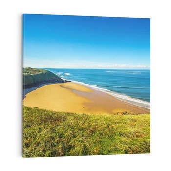 Obraz na płótnie 80x80 - Morze na Plaży - Błękitne Rajskie Zakątki - morze, plaża