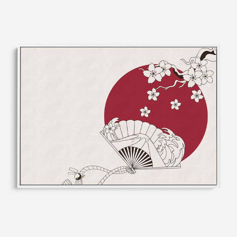 Obraz w ramie 70x50 - Orientalna Harmonia - japandi, japonia - rama biała