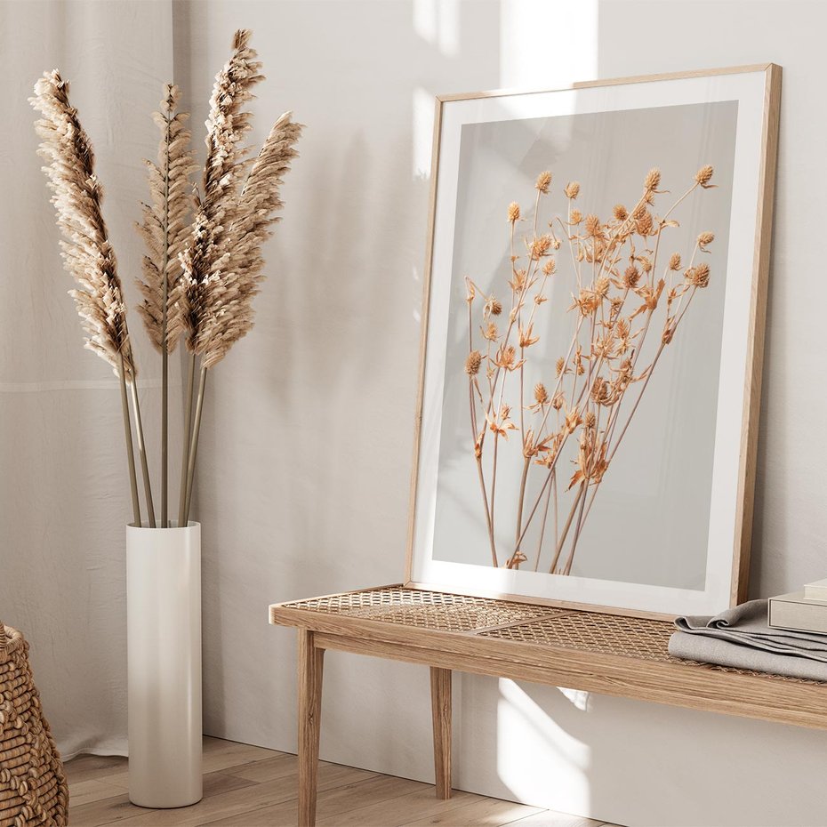 Plakat w ramie 50x70 - Delikatne gipsówki - gipsówka, suche - rama drewno