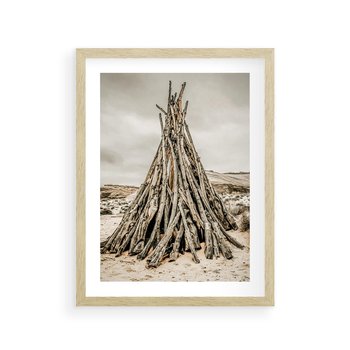 Plakat w ramie 50x70 - Ciepło Przeszłości - retro fotograia, odcienie sepii - rama drewno