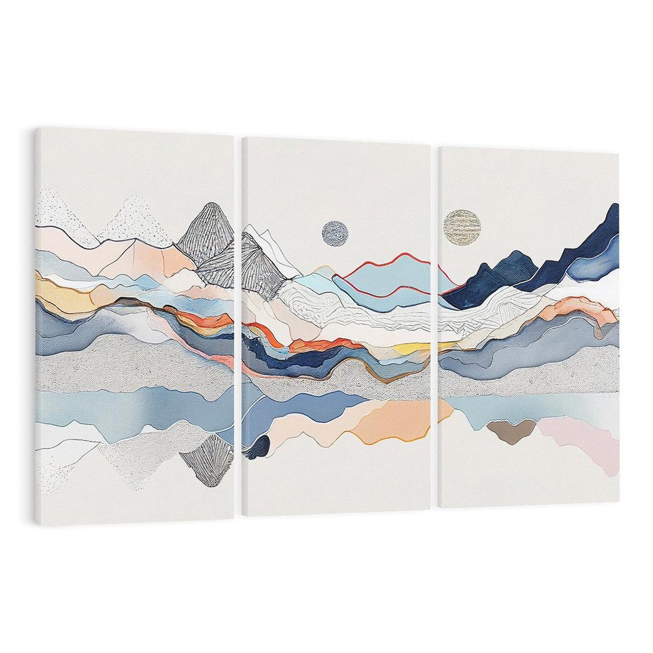 Obraz na płótnie 120x80 - Dynamiczne Góry - akwarelowe graficzne góry, krajobraz