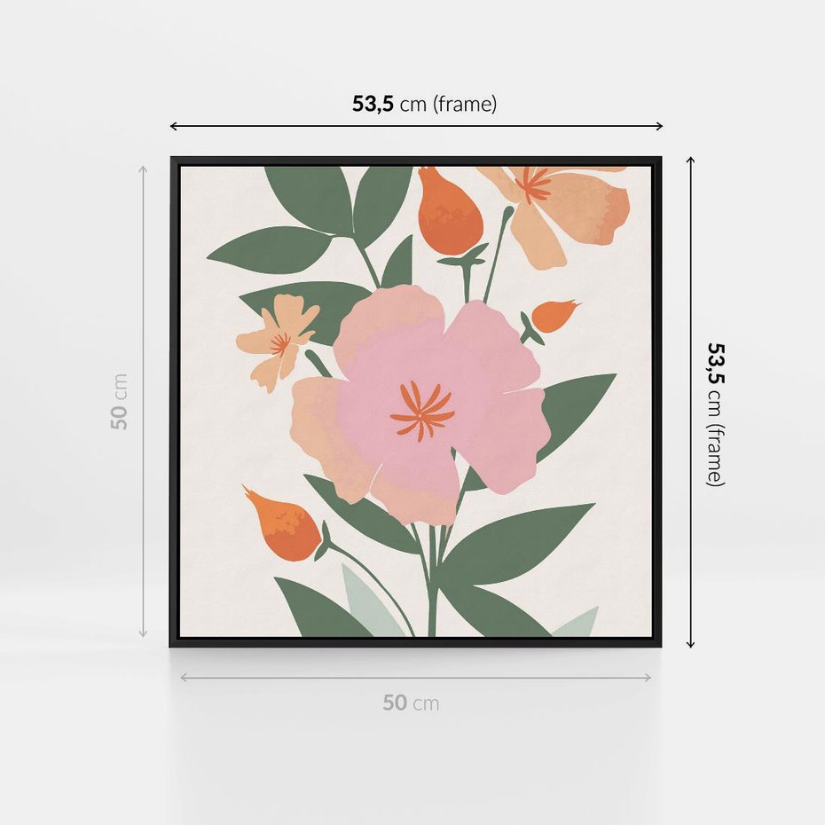 Obraz w ramie 50x50 - Kwiatowe Nastroje - kwiat, sztuka nowoczesna - rama czarna