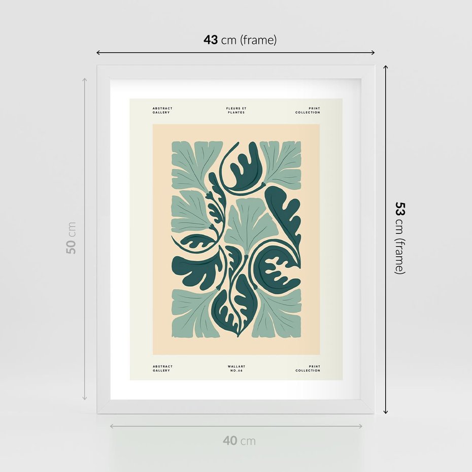 Plakat w ramie 40x50 - Podróżne Impresje - roślinne motywy, ornamenty - rama biała