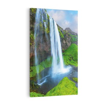 Obraz na płótnie 70x100 - majestat górskiego krajobrazu - wodospad, góry