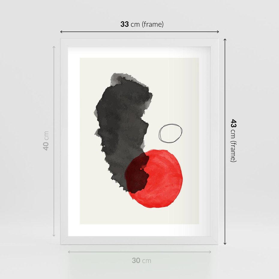 Plakat w ramie 30x40 - Wibracje Linii - abstrakcyjne nieregularne plamy, czarny - rama biała