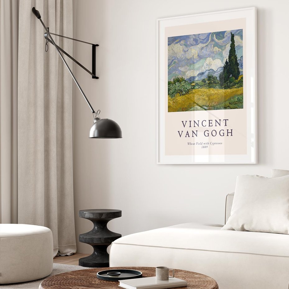 Plakat bez ramy 30x40 - Pole z Cyprysami - reprodukcja obrazu, van gogh