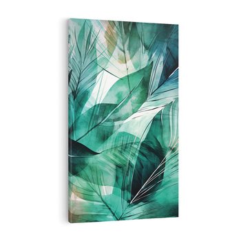 Obraz na płótnie 80x120 - Zieleń Tropików - tropikalne zielone liście palmy, monstera