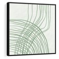 Obraz w ramie 50x50 - Migotliwa Spokojna Zieleń - zielony plakat, abstrakcyjne splątane linie - rama czarna