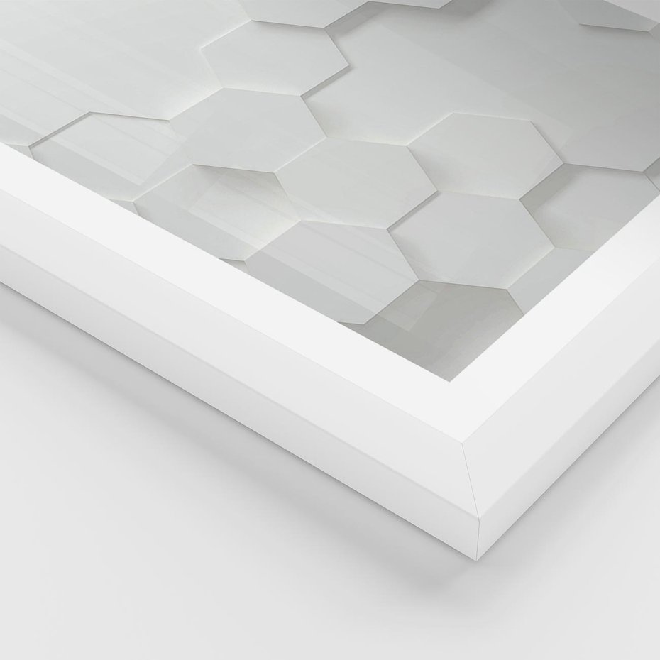 Plakat w ramie 30x40 - Przestrzenne Zabawy - geometryczne, 3D - rama biała