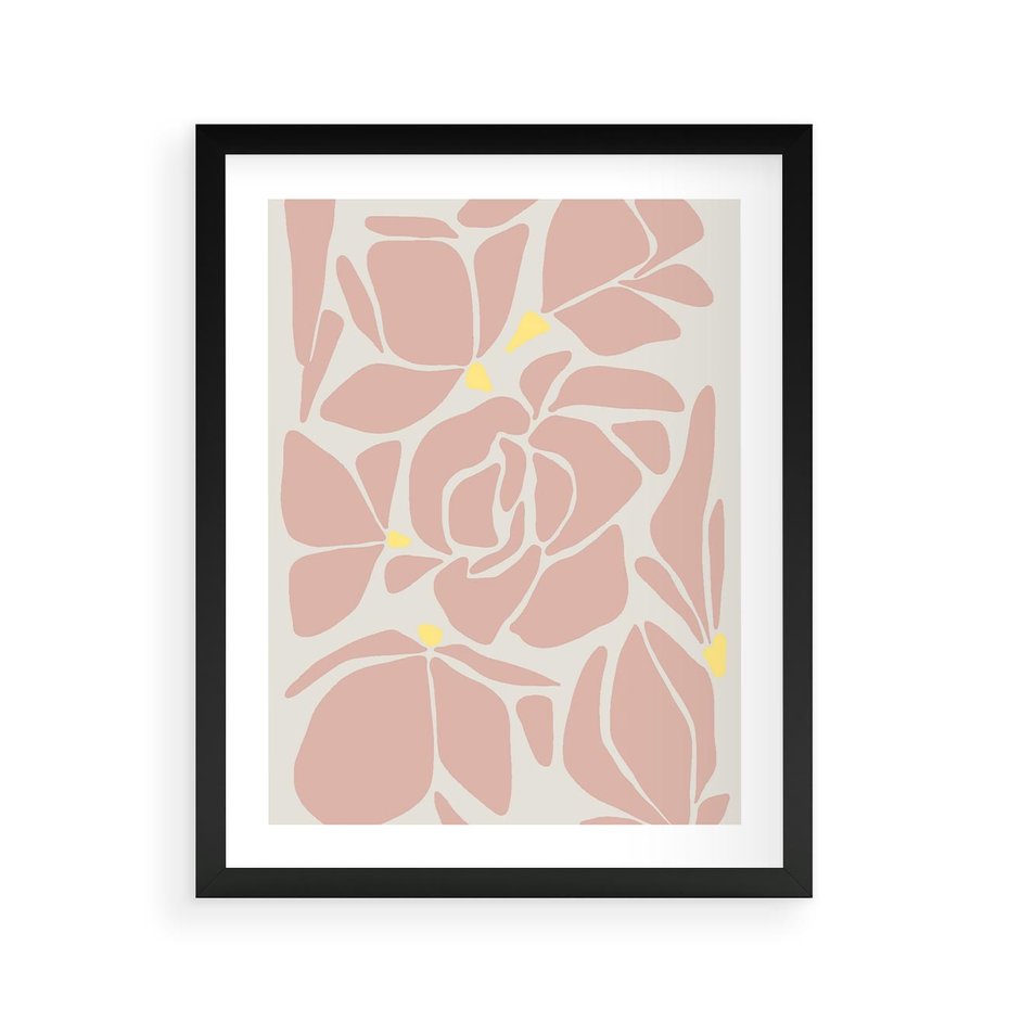 Plakat w ramie 40x50 - Rozplątane Akwarelowe Formy - abstrakcyjne boho kwiaty, kompozycja - rama czarna