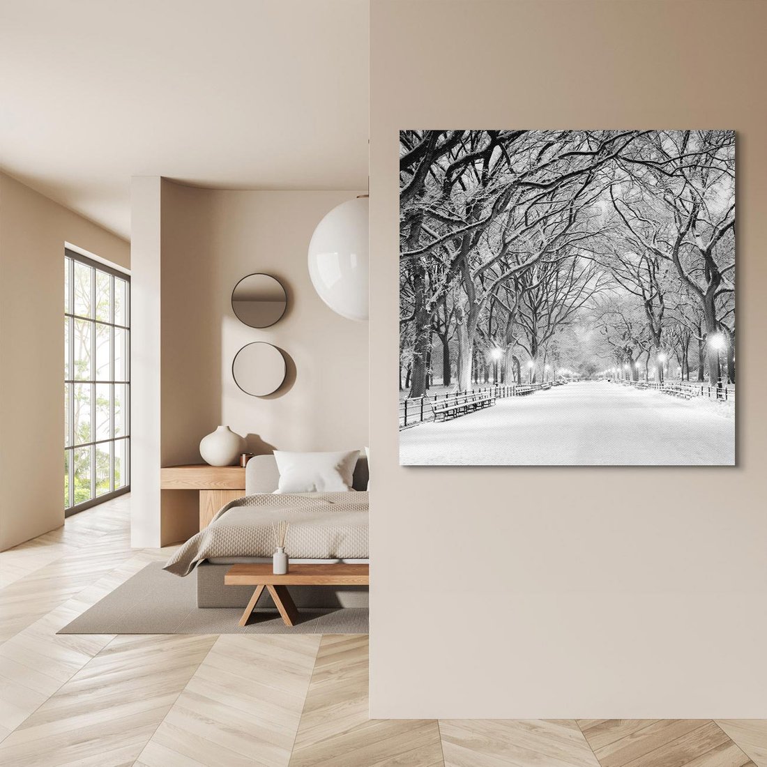 Obraz na płótnie 80x80 - cisza wśród drzew - zima, park