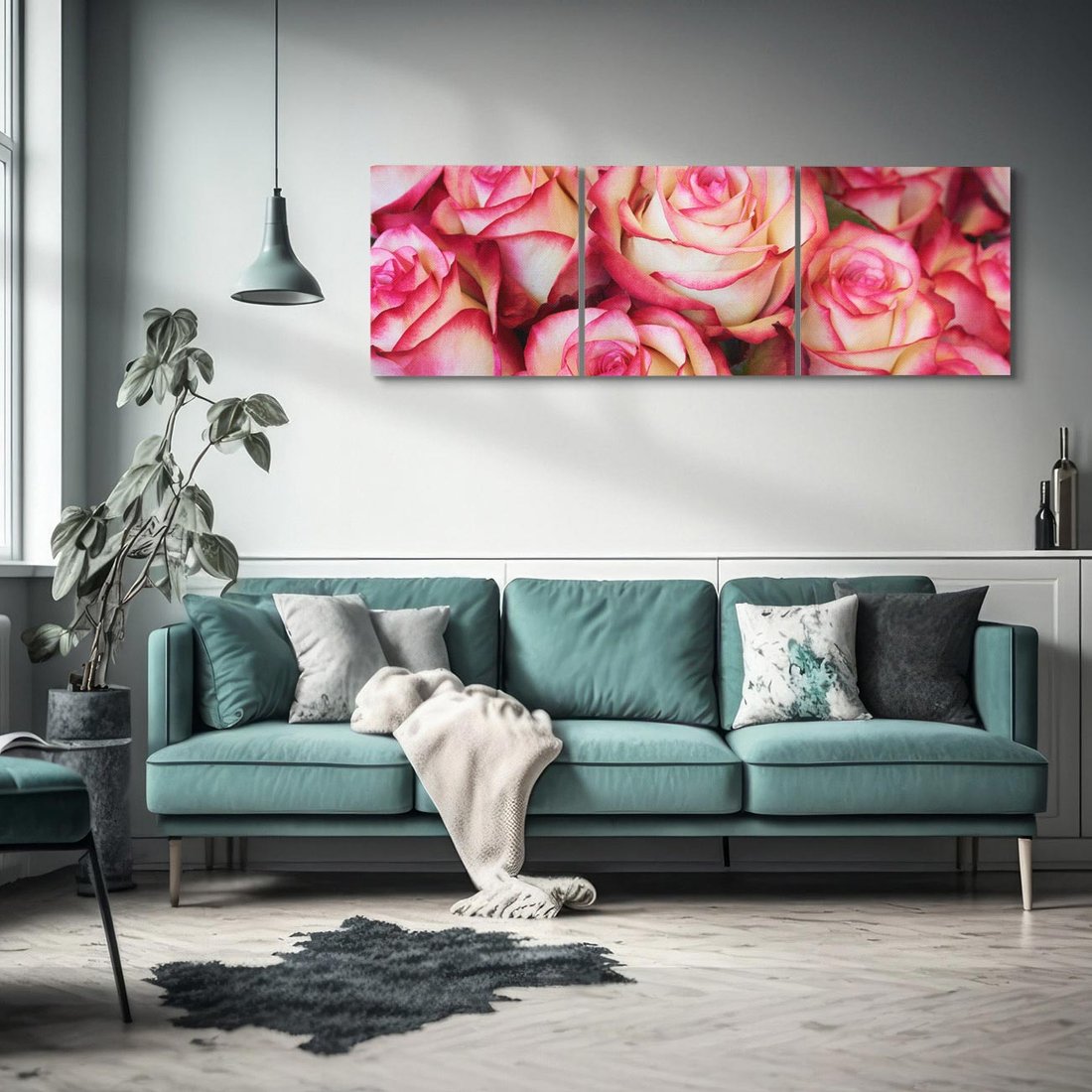 Obraz na płótnie 150x50 - Różany urok - kwiaty, róże