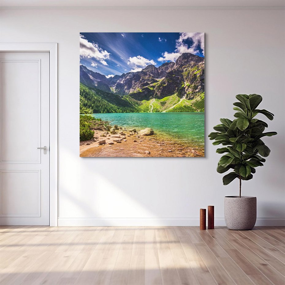 Obraz na płótnie 40x40 - Urok gór i jezior - góry, jezioro