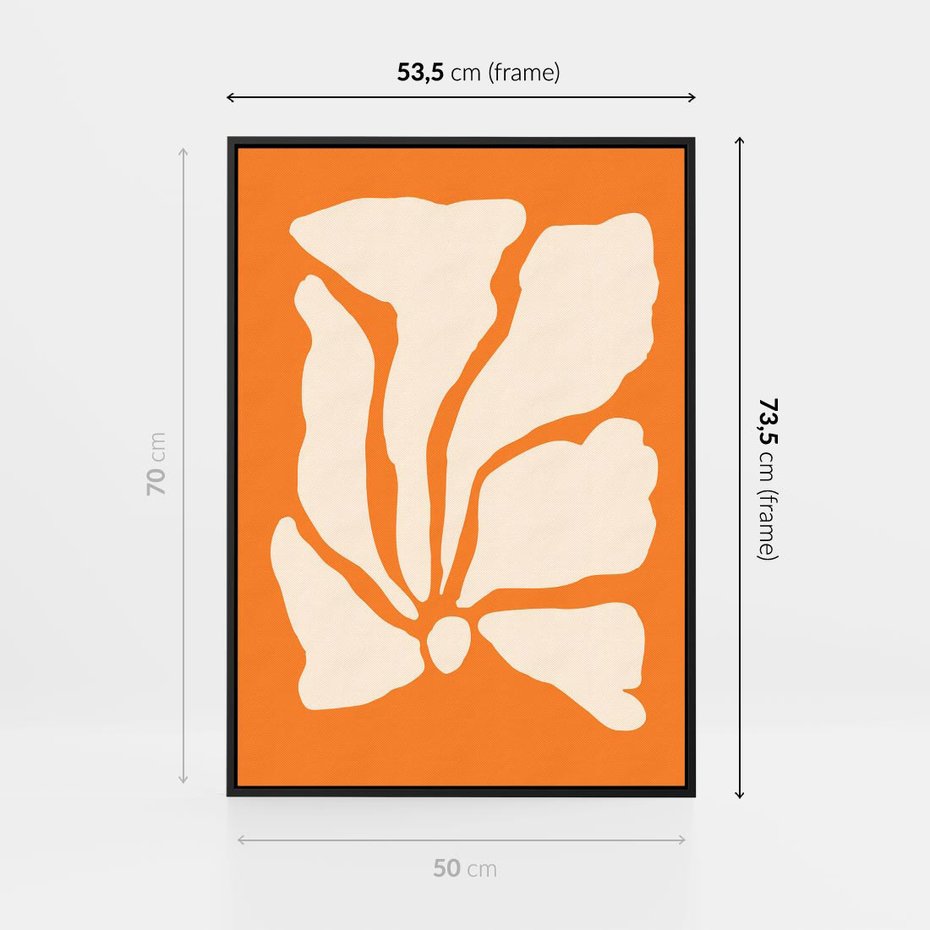 Obraz w ramie 50x70 - Wibracje Barw - abstrakcyjny boho plakat, pomarańczowe tło - rama czarna