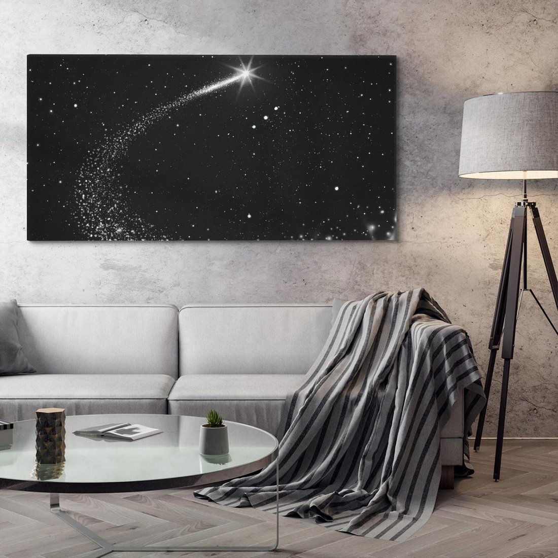 Obraz na płótnie 140x70 - Kometa wśród gwiazd - kometa, gwiazdy
