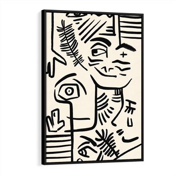 Obraz w ramie 50x70 - Ekspresyjne Odbicia Współczesności - abstrakcyjna grafika, minimalizm - rama czarna