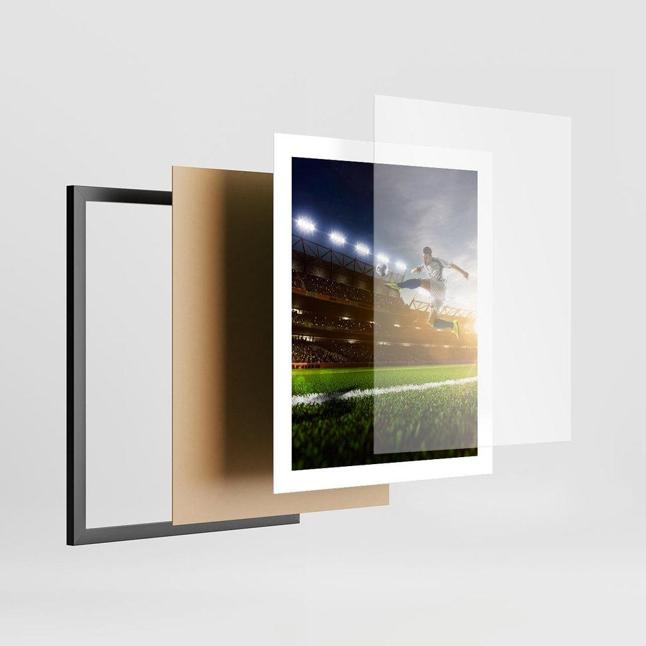 Plakat w ramie 40x50 - Gol! Magia piłki nożnej - gol, piłka - rama czarna