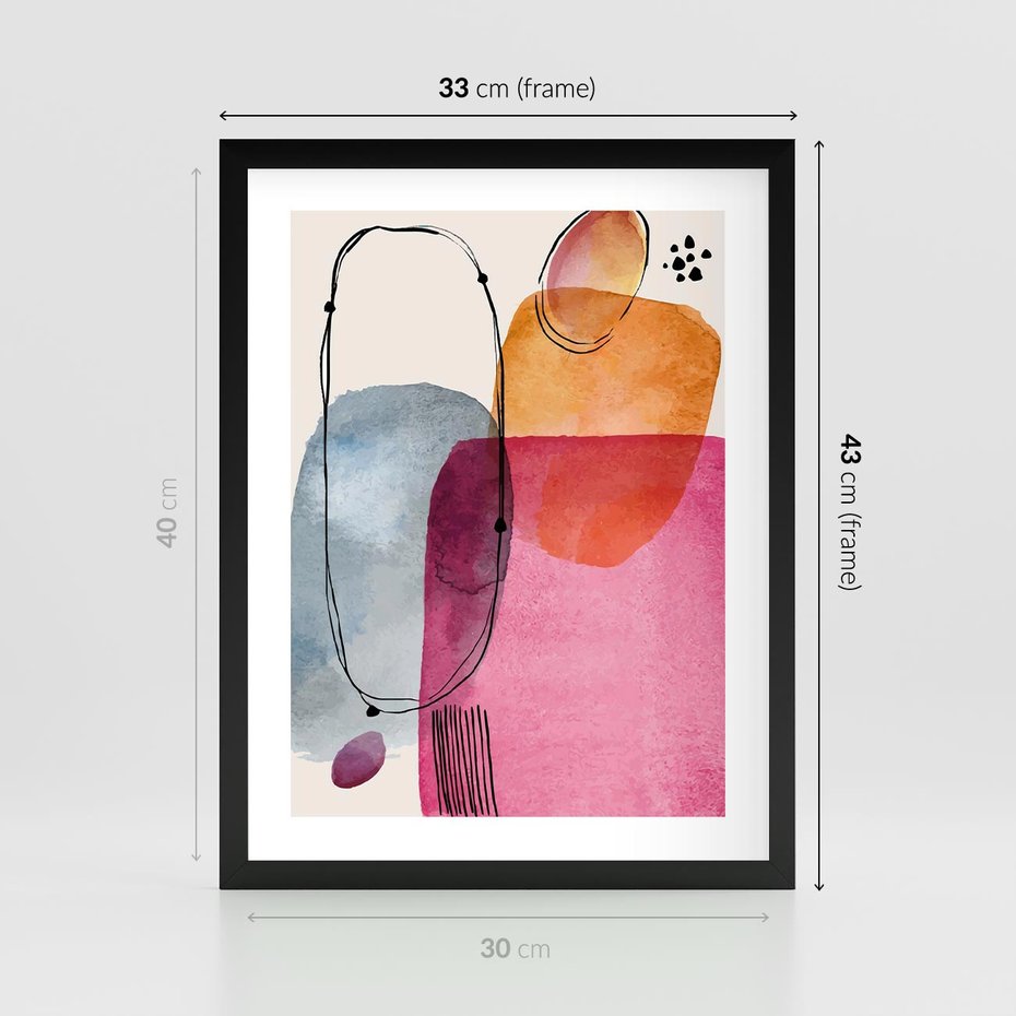 Plakat w ramie 30x40 - Kolorowe Pastelowe Spektrum - kolorowe pastelowe plamy, rozmyte żywe kolory - rama czarna