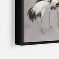Obraz w ramie 100x70 - Spojrzenie wstecz w pędzlu - szkic rysunek, japońskie żurawie - rama czarna