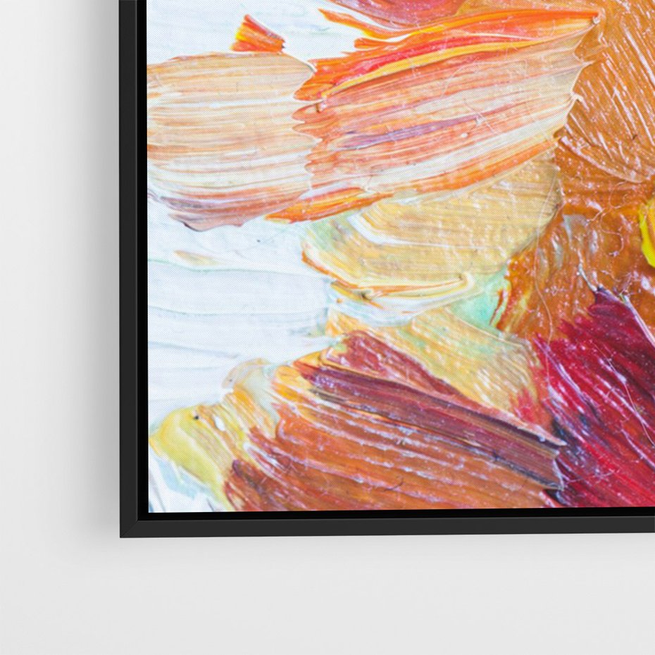 Obraz w ramie 50x70 - Kwiatowe Harmonie - zbliżenie na obraz olejny, gruba warstwa farby - rama czarna