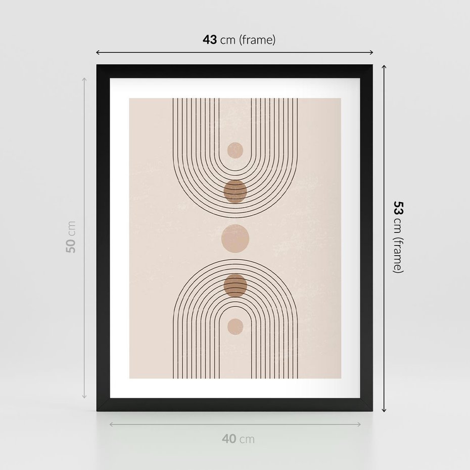 Plakat w ramie 40x50 - Zgeometryzowane Wizje - boho plakat, minimalizm - rama czarna