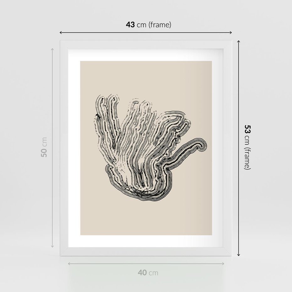 Plakat w ramie 40x50 - Abstrakcyjne Odbicie - abstrakcyjne odbicie, biało czarny - rama biała