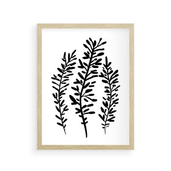 Plakat w ramie 30x40 - Spokojne Wiatrem Uginane - szkic, czarno biały - rama drewno