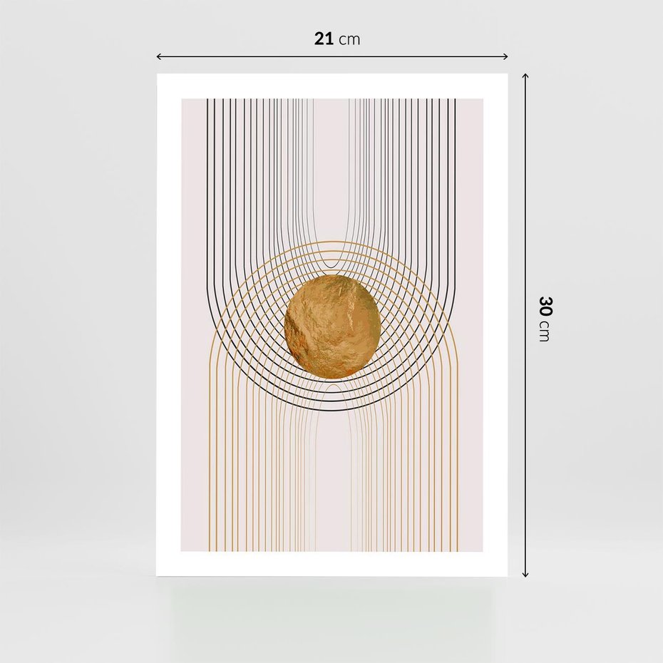 Plakat bez ramy 21x30 - Złota Geometria - styl modern, złoto