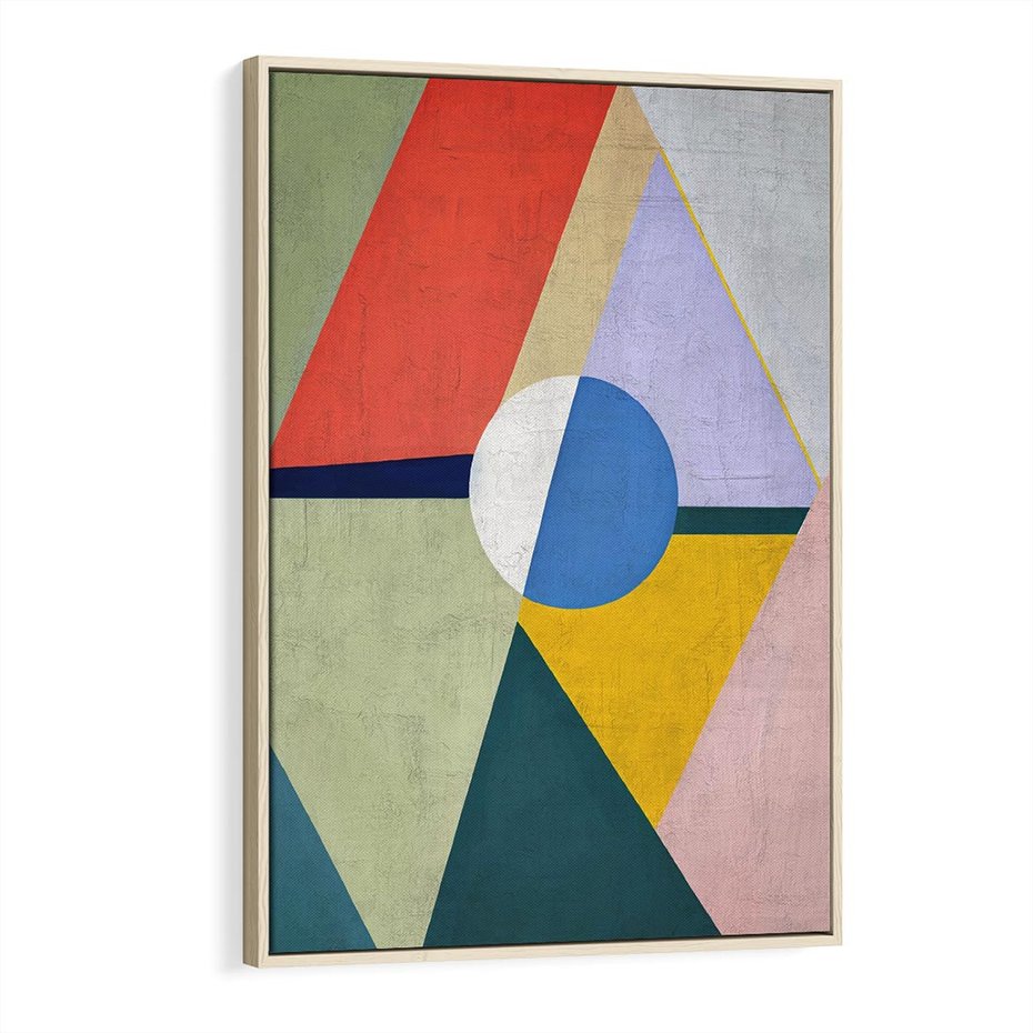 Obraz w ramie 80x120 - Taniec Subtelnych Odbić - abstrakcyjne geometryczne kształty, olejny obraz - rama drewno