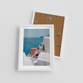 Plakat w ramie 30x40 - Magiczna Wyspa na Twojej Ścianie - Santorini, wyspa - rama biała