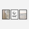 Zestaw obrazy w ramie 40x50 galeria - Plaża, morze, podróż, cytat - rama czarna