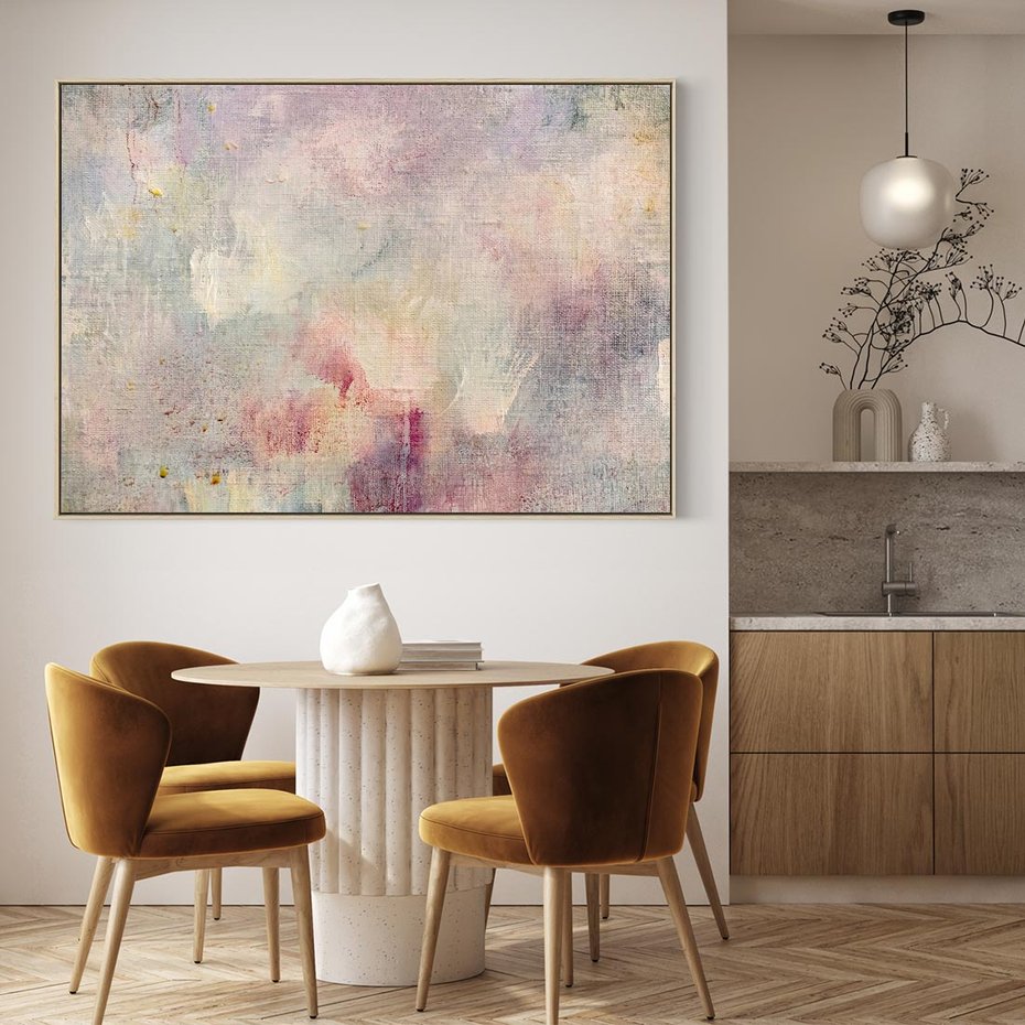 Obraz w ramie 70x50 - Miękka Melodia Pasteli - olejne płótno, pastelowe kolory - rama drewno