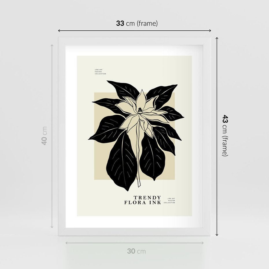 Plakat w ramie 30x40 - Melancholia przerywanych linii - wiaty, typografia - rama biała