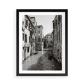 Plakat w ramie 50x70 - Weneckie Kanały - czarno białe zdjęcie, wenecja - rama czarna