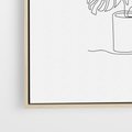 Obraz w ramie 80x80 - Tajemnicza Harmonia - sztuka one line, monstera - rama drewno