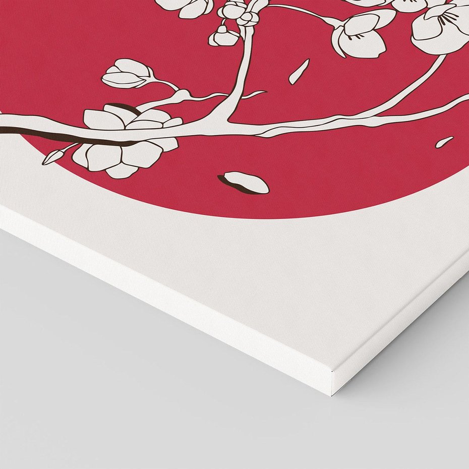 Obraz na płótnie 70x50 - Esencja Zen - kwiatnąca wiśnia, orientalna grafika