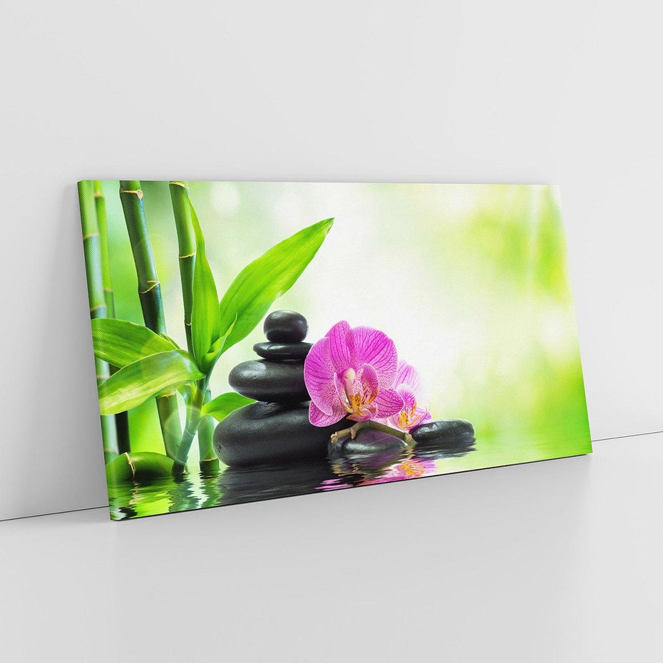Obraz na płótnie 100x50 - Relaksujący świat SPA z kwiatami i bambusem - spa, kwiaty