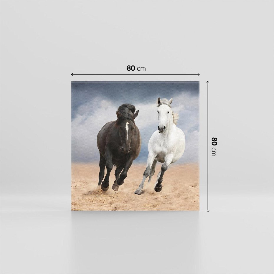 Obraz na płótnie 80x80 - Siła koni w galopie - konie, galop
