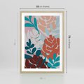 Plakat w ramie 50x70 - Impresje Kształtów - abstrakcyjna kompozycja kwiatowych form, kolor zgaszone - rama drewno