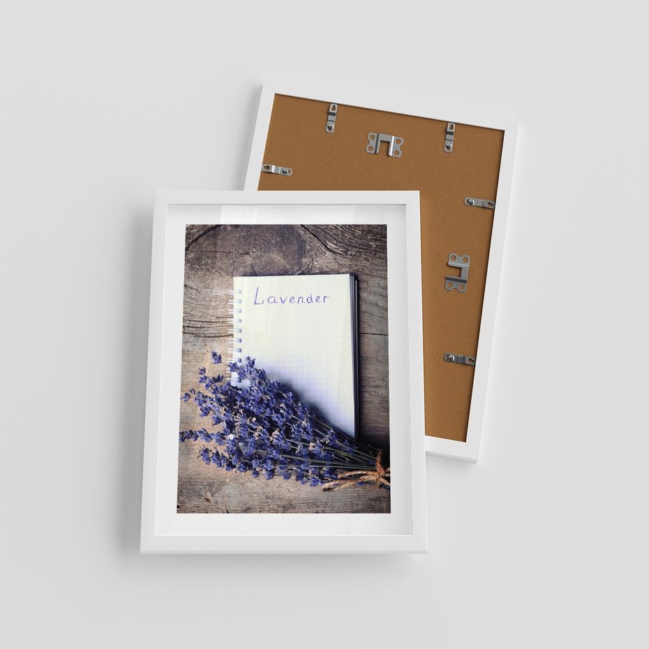 Plakat w ramie 30x40 - Lawendowa Magia - lawenda, fiolet - rama biała