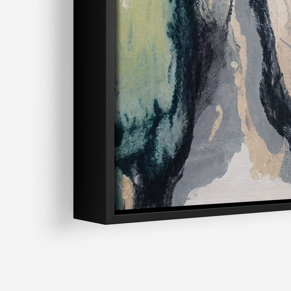 Obraz w ramie 70x100 - Sfumowane zmysły artysty - rozmyte kolory, zieleń - rama czarna