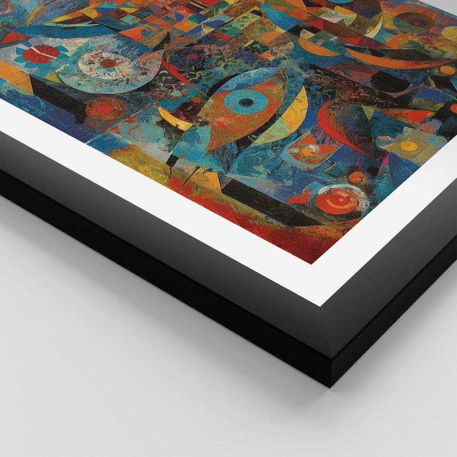 Plakat w ramie 40x50 - Migotliwe Przesunięcia Konturów - abstrakcyjny obraz, sztuka abstrakcji - rama czarna